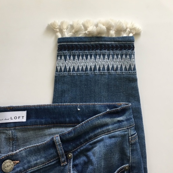 Loft Tassel Embroidered Modern Skinny Crop Jean - Picture 2 of 4
